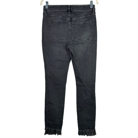 🟣🟣 Free People Womens Distressed Dark Wash Straight Jeans Size 26 - Picture 2 of 10
